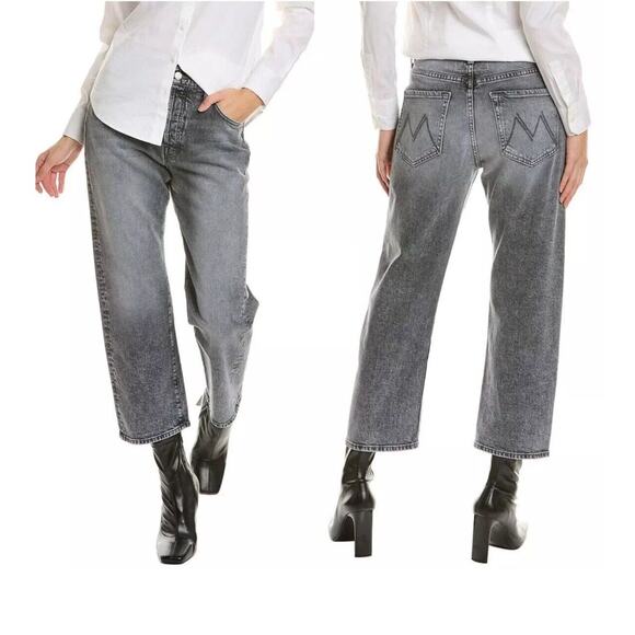 Mother Jeans The Ditcher Crop Shadow Dancing Gray Stretch Denim Jeans Women’s 34 - Picture 1 of 13